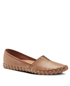 �X�v�����O�X�e�b�v ���f�B�[�X �V���[�Y �p���v�X ���U�[ Spring Step Kathaleta Leather Slip-On Comfort Flats with V-Elastic Notch Arch Support & Removable Insole Brown �u���E��
