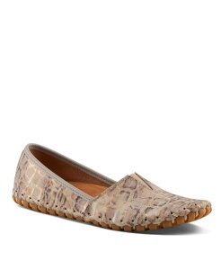 �X�v�����O�X�e�b�v ���f�B�[�X �V���[�Y �p���v�X �g�[�� ���U�[ Spring Step Kathaleta-Spice Metallicroco Slip-On Leather Flats with Removable Insole & Arch Support Stone multi �X�g�[��