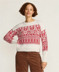 YGh fB[X AE^[ jbgEZ[^[ N[lbN [X W[W[ Lands' End Women's Drifter Placed Jacquard Jersey Crew Neck Sweater Ornament/red bh