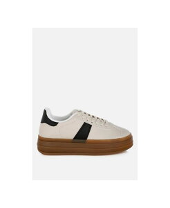 hO fB[X V[Y Xj[J[ [X U[ tFCNU[ London Rag Womens Knockout Faux Leather Lace-Up Sneakers White zCg