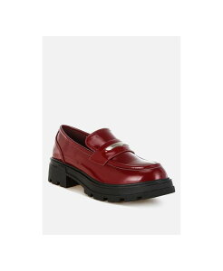 hO fB[X V[Y pvX U[ [t@[ tFCNU[ London Rag Womens Gleam Stride Faux Leather Chunky Loafers Medium red bh