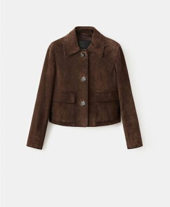 }S fB[X AE^[ WPbgEu] XG[h MANGO Women'suede Short Jacket Brown uE