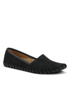 �X�v�����O�X�e�b�v ���f�B�[�X �V���[�Y �p���v�X�G�[�h Spring Step Kathaleta Suede Slip-On Comfort Flats with V-Elastic Notch Arch Support & Removable Insole Black suede �u���b�N
