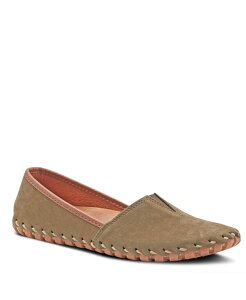 XvOXebv fB[X V[Y pvXG[h Spring Step Kathaleta Suede Slip-On Comfort Flats with V-Elastic Notch Arch Support & Removable Insole Dark olive I[u