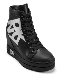 _i L j[[N fB[X V[Y Xj[J[ DKNY Women's Clary Wedge Sneakers Black/ Silver ubN