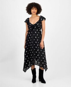 AhmEfBX fB[X gbvX s[X ~fB hJ And Now This Women's Embroidered Handkerchief-Hemidi Dress PXXS-2XL Black Floral ubN