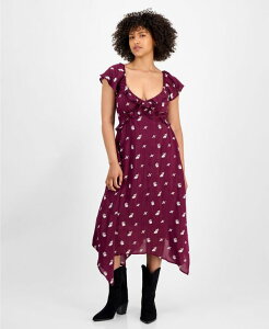 AhmEfBX fB[X gbvX s[X ~fB hJ And Now This Women's Embroidered Handkerchief-Hemidi Dress PXXS-2XL Wine Floral C