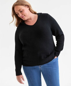�X�^�C���A���h�R�[ ���f�B�[�X �A�E�^�[ �j�b�g�E�Z�[�^�[ �p�[�J�[ Style & Co Women's Luxsoft Split-Neck Hoodie PXS-4X Deep Black �u���b�N