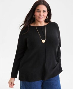�X�^�C���A���h�R�[ ���f�B�[�X �A�E�^�[ �j�b�g�E�Z�[�^�[ Style & Co Women's Luxsoft Seam-Front Sweater Tunic PXS-4X Deep Black �u���b�N