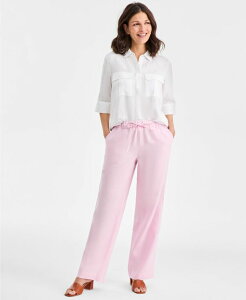 `[^[Nu fB[X {gX JWApc v` l Charter Club Petite 100% Linen Drawstring Pants Pink Dew sN