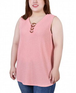 �j���[���[�N�R���N�V���� ���f�B�[�X �g�b�v�X �V���c �v���X�T�C�Y �m�[�X���[�u NY Collection Plusize Sleeveless Rib Top Conch Shel
