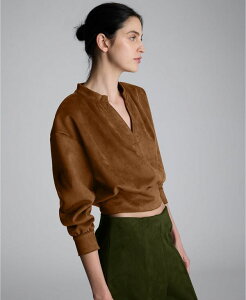 PlXR[ fB[X gbvX Vc XG[h  Kenneth Cole Women's Faux Suede Long-Sleeve Pull-On Top Burnt Copper