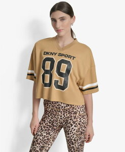 _i L j[[N fB[X gbvX Vc bV Nbvh W[W[ DKNY Women's Cropped Mesh Varsity Jersey Whiskey/black ubN