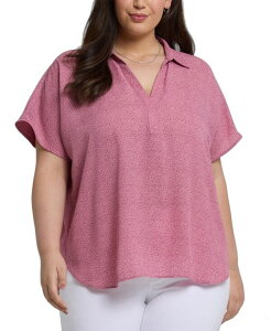 �G�k���C�f�B�[�W�F�C ���f�B�[�X �g�b�v�X �V���c �v���X�T�C�Y NYDJ Plusize Becky Short Sleeve Pullover Top Bonavista