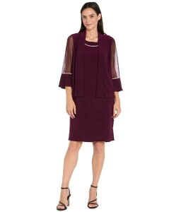 �A�[���A���h�G�����`���[�Y ���f�B�[�X �g�b�v�X �����s�[�X �W���P�b�g R & M Richards Women's 2-Piece Rhinestone Trim Detail Jacket Dress Black �u���b�N