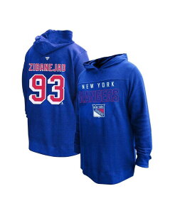 �v���t�@�C�� ���f�B�[�X �A�E�^�[ �p�[�J�[�E�X�E�F�b�g �v���X�T�C�Y Profile Women's Mika Zibanejad Blue New York Rangers Plusize Name Number Thermal Pullover Hoodie Blue �u���[