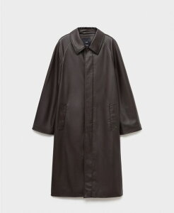 }S fB[X AE^[ R[g U[ MANGO Women's Long Leather-Effectrench Coat Chocolate `R[g