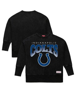 ~b`F&lX fB[X AE^[ p[J[EXEFbg N[lbN Vc Mitchell & Ness Women's Black Indianapolis Colts Delineate Mineral Wash Crewneck Sweatshirt Black ubN