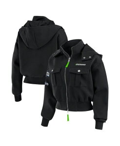 EFA oC G Ah[Y fB[X AE^[ WPbgEu] WEAR by Erin Andrews Women's Black Seattle Seahawks Patch Pocket Bomber Jacket Black ubN