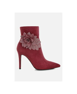 �����h�����O ���f�B�[�X �V���[�Y �u�[�c�E���C���u�[�c London Rag Womens Yarrow Rhinestones Petal Detail Boots Medium red ���b�h