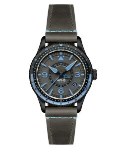 �A���B�G�C�g �����Y �A�N�Z�T���[ �r���v ���U�[ AVI-8 Men's Flyboy Gray Leather Strap Watch 40mm Gray �O���[