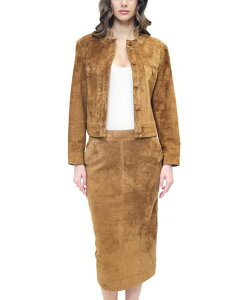 Zgp[NEFXg fB[X AE^[ WPbgEu] XG[h Central Park West Women's Daphne Genuine Suede Lady Jacket Saddle-brown uE