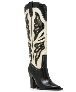 XeB[u }f fB[X V[Y u[cECu[c q[ Steve Madden Women's Kaz Knee-High-Heel Western Cowboy Boots Black/White Multi zCg