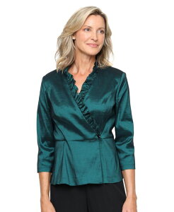 �A���b�N�X�C�u�j���O�X ���f�B�[�X �g�b�v�X �V���c �u���E�X Alex Evenings Women's Taffeta Blousemerald green �O���[��