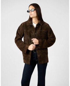 EB EH[ bg fB[X AE^[ WPbgEu] XG[h WeWoreWhat Women's Premium Suede Button Front Jacket Chocolate brown uE