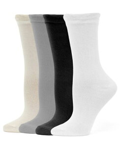 �q���[ ���f�B�[�X �A���_�[�E�F�A �C�� Hue Women's 4-Pack Femme Crew Socks Black White Grey Ivory �z���C�g