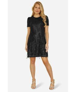 ���~�L�� ���f�B�[�X �g�b�v�X �����s�[�X�p���R�[�� Yumi Women's Dripping Sequin Tunic Dress Black �u���b�N