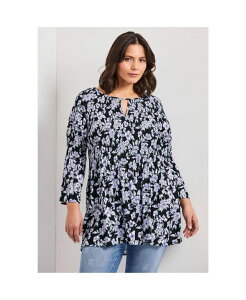 �A�x�j���[ ���f�B�[�X �g�b�v�X �V���c AVENUE Women's Keyhole Bell Sleeve Tunic Black garden �u���b�N