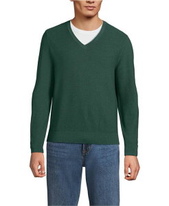 �����Y�G���h �����Y �A�E�^�[ �j�b�g�E�Z�[�^�[ V�l�b�N �E�[�� Lands' End Men's Long Sleeve Washable Merino Wool V Neck Sweater Dark evergreen