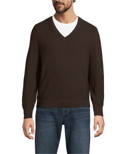 YGh Y AE^[ jbgEZ[^[ VlbN E[ Lands' End Men's Long Sleeve Washable Merino Wool V Neck Sweaterich coffee R[q[