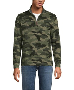 �����Y�G���h �����Y �A�E�^�[ �j�b�g�E�Z�[�^�[ �n�[�t�W�b�v Lands' End Men's Bedford Rib Casual Quarter Zip Sweateriver stone green camo �O���[��