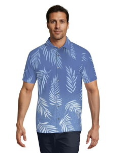�s�[�W�[�G�[�c�A�[ �����Y �g�b�v�X �V���c �v�����g ���� �_�E�� PGA TOUR Men's Botanical Print Short-Sleeve Button-Down Woven Golf Shirt Clear Sky