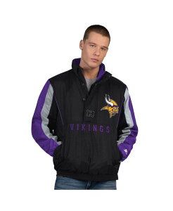 �X�^�[�^�[ �����Y �A�E�^�[ �W���P�b�g�E�u���]�� Starter Men's Black Minnesota Vikings Thursday Night Gridiron Half-Zip Jacket Black Purple �u���b�N
