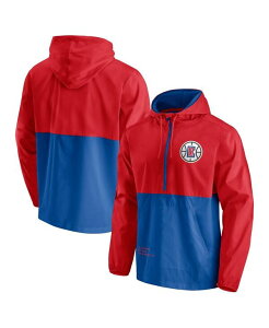 �t�@�i�e�B�N�X �����Y �A�E�^�[ �W���P�b�g�E�u���]�� �p�[�J�[ Fanatics Men's Royal Red LA Clippers Anorak Block Party Windbreaker Half-Zip Hoodie Jacket Royal Red ���b�h