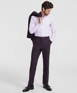 �q���[�S�{�X �����Y �{�g���X �J�W���A���p���c Hugo Boss Men's Modern-Fit Solid Suit Separate Pants Purple �p�[�v��