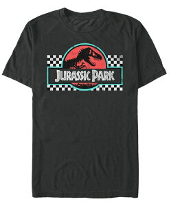 �t�B�t�X�T�� �����Y �g�b�v�X T�V���c ���S Fifth Sun Jurassic Park Men's Retro Colors Checkered Logo Short Sleeve T-Shirt Black �u���b�N