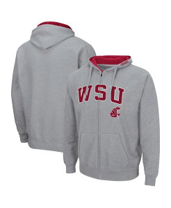 �R���V�A�� �����Y �A�E�^�[ �p�[�J�[�E�X�E�F�b�g ���S Colosseumen's Heathered Gray Washington State Cougars Arch & Logo 3.0 Full-Zip Hoodie Heathered Gray �O���[