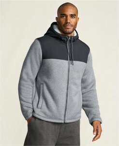 YGh Y AE^[ WPbgEu] g[ Z[^[ t[X Lands' End Big & Tall Sweater Fleece Mixed Media Full Zip Jacket Mica/graphite heather Ot@Cg