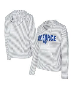 �R���Z�v�c �X�|�[�c �����Y �A�E�^�[ �p�[�J�[�E�X�E�F�b�g V�l�b�N �p�C�� Conceptsport Men's White/Gray Air Force Falcons French Terry Striped V-Neck Pullover Hoodie White Gray �z���C�g