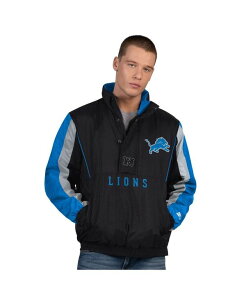 �X�^�[�^�[ �����Y �A�E�^�[ �W���P�b�g�E�u���]�� Starter Men's Black Detroit Lions Thursday Night Gridiron Half-Zip Jacket Black Royal �u���b�N