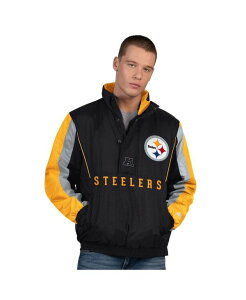 �X�^�[�^�[ �����Y �A�E�^�[ �W���P�b�g�E�u���]�� T�V���c Starter Men's Black Pittsburgh Steelers Thursday Night Gridiron Half-Zip Jacket Black Gold �u���b�N