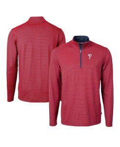 �J�b�^�[�A���h�o�b�N �����Y �A�E�^�[ �p�[�J�[�E�X�E�F�b�g Cutter & Buck Men's Red/Navy Philadelphia Phillies Virtue Pique Micro Stripe Quarter-Zipullover Top Red Navy �l�C�r�[