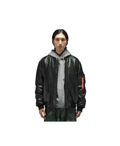 �A���t�@�C���_�X�g���[�Y �����Y �A�E�^�[ �W���P�b�g�E�u���]�� ���U�[ Alpha Industries Men's Leather Ma-1 Flight Jacket Black �u���b�N