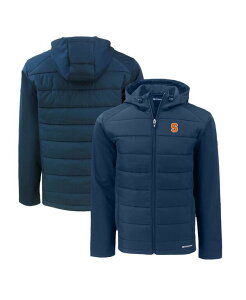 Jb^[AhobN Y AE^[ WPbgEu] p[J[ Cutter & Buck Men's Navy Syracuse Orangevoke Hybrid Eco Softshell Full-Zip Hoodie Jacket Navy lCr[