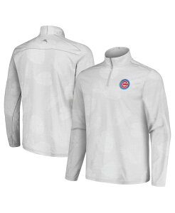 �g�b�~�[�o�n�} �����Y �A�E�^�[ �W���P�b�g�E�u���]�� Tommy Bahama Men's Gray Chicago Cubs Delray Frond IslandZone Half-Zip Jacket Gray �O���[