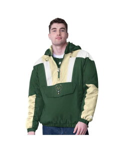 �X�^�[�^�[ �����Y �A�E�^�[ �W���P�b�g�E�u���]�� Starter Men's Hunter Green/Creamilwaukee Bucks Charger Half-Zipullover Jacket Hunter Green Cream �N���[��